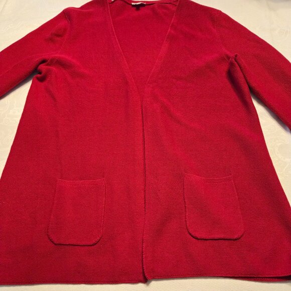 Talbots plus size open front red cardigan sweater - Picture 4 of 10